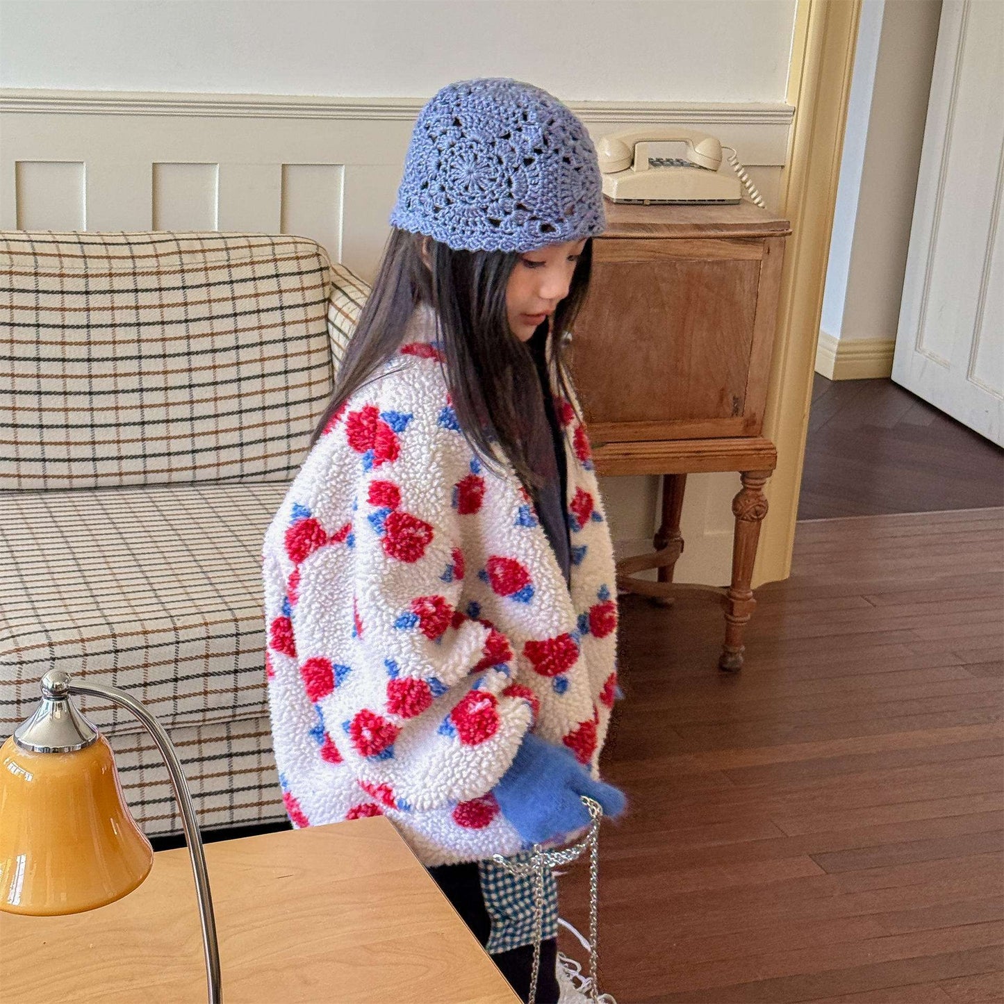 シープボアコート 花柄 フリースジャケット もこもこアウター 厚手防寒【mh0011436】