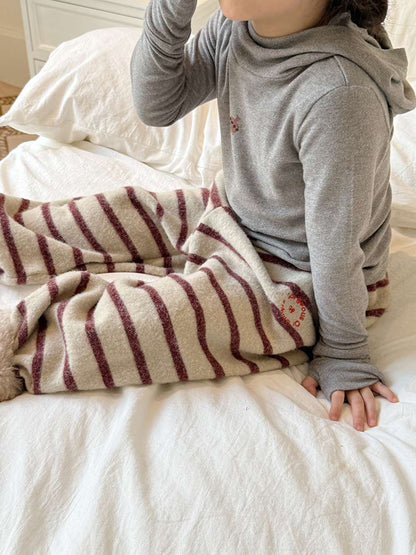 ロングボアパンツ もこもこ ボーダー スウェットパンツ【mh0011465】