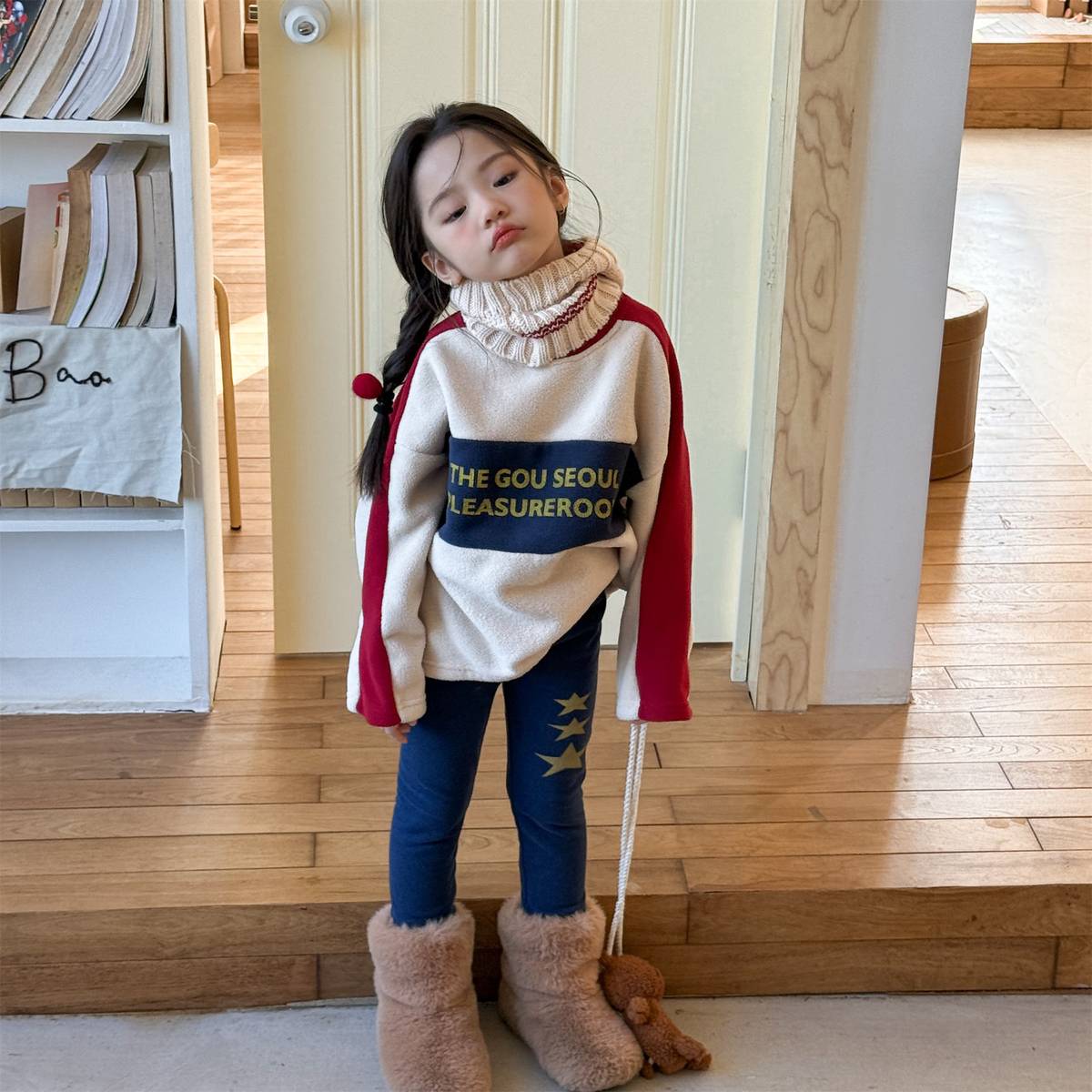 -裏起毛レギンス 星スタープリント 無地 暖かスパッツ ロングパンツ【mh0011406】 - mamahalo shop - レギンスパンツ -  べビー服 - 子供服 - 男の子 - 女の子