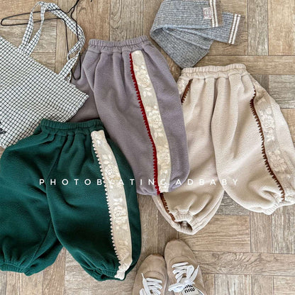 -フリーススウェットパンツ サイドレースデザイン あったか長ズボン【mh0011427】 - mamahalo shop - ロングパンツ・スウェットパンツ -  べビー服 - 子供服 - 男の子 - 女の子