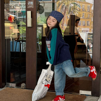 -長袖フリース ラグラン袖 プリントロゴ クルーネック トップス【mh0011426】 - mamahalo shop - 長袖Tシャツ -  べビー服 - 子供服 - 男の子 - 女の子