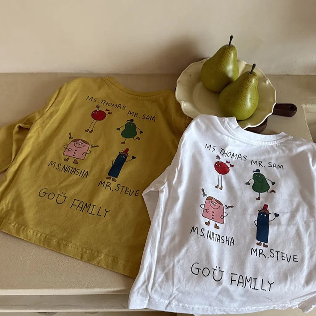 -落書き風キャラクターTシャツ ロゴ入りバックプリント長袖Tシャツ【mh0011065】 - mamahalo shop - 長袖Tシャツ -  べビー服 - 子供服 - 男の子 - 女の子