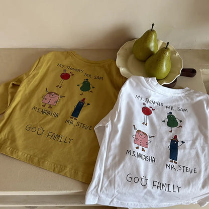 -落書き風キャラクターTシャツ ロゴ入りバックプリント長袖Tシャツ【mh0011065】 - mamahalo shop - 長袖Tシャツ -  べビー服 - 子供服 - 男の子 - 女の子