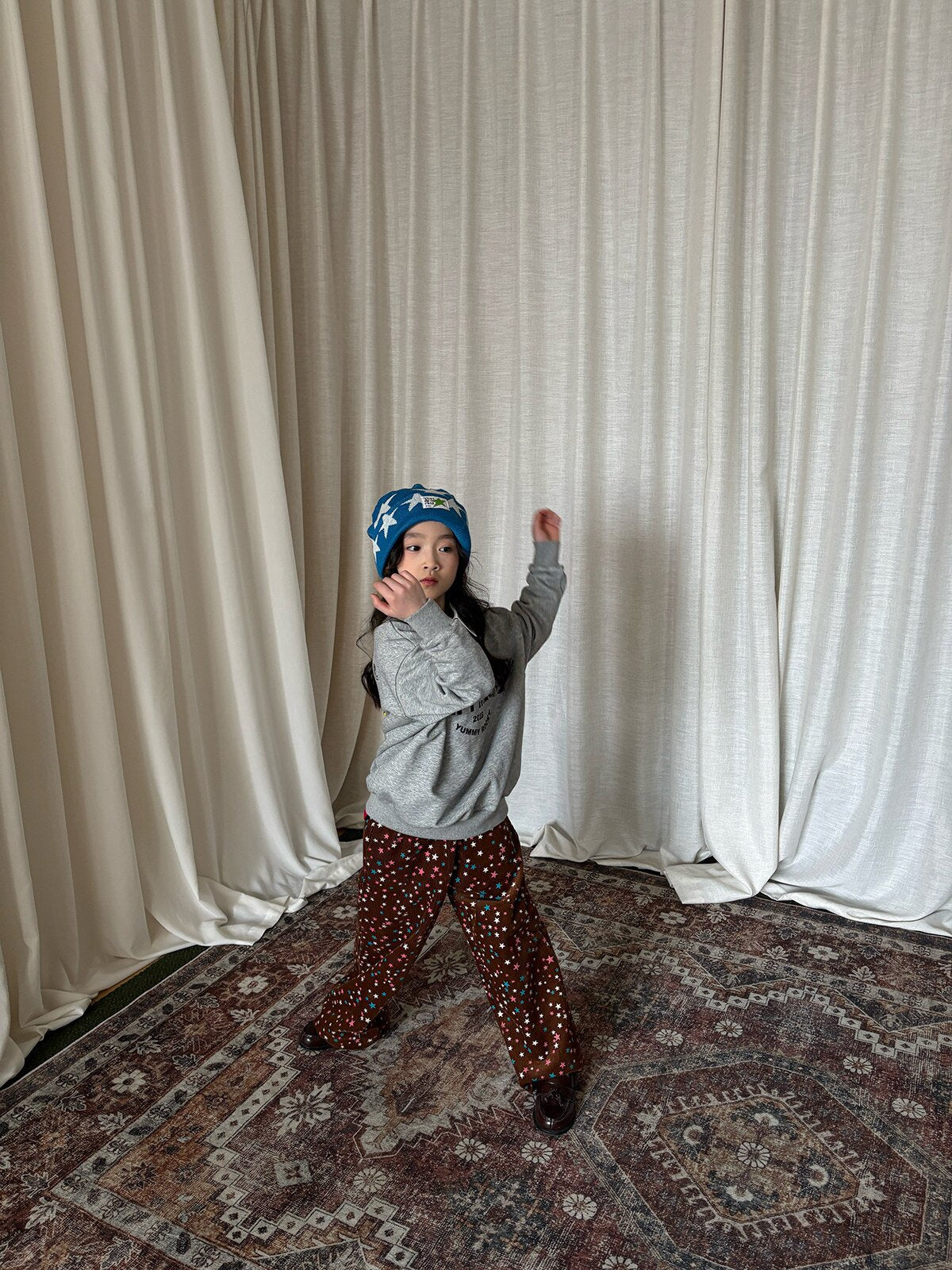 yummy&rocky | Star Print Soft Terry Thick T-Shirt 星柄テリー厚手長袖Tシャツ【mh0020103】