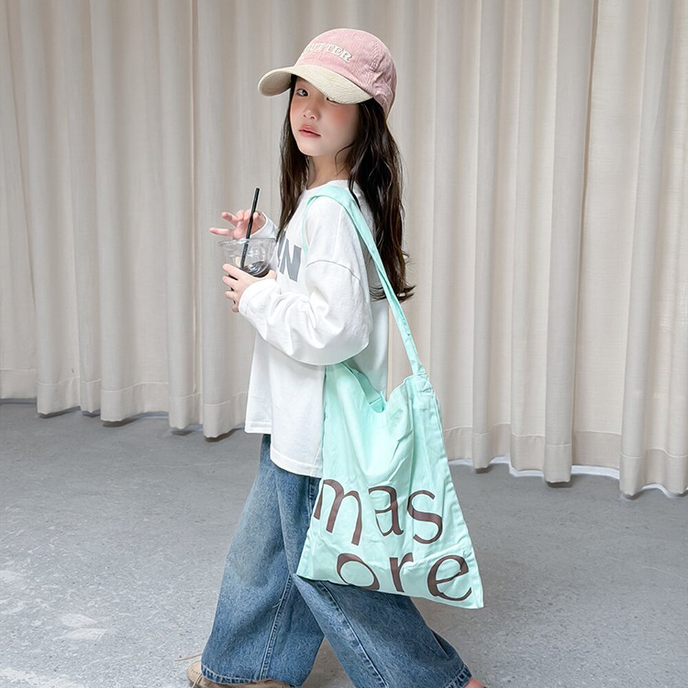 キッズ ジュニア 英字ロゴ プリント クルーネック 長袖Tシャツ【mh0014421】