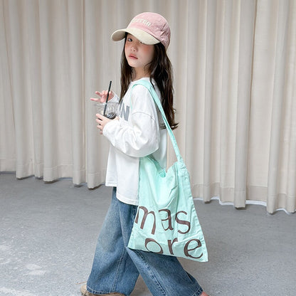 キッズ ジュニア 英字ロゴ プリント クルーネック 長袖Tシャツ【mh0014421】