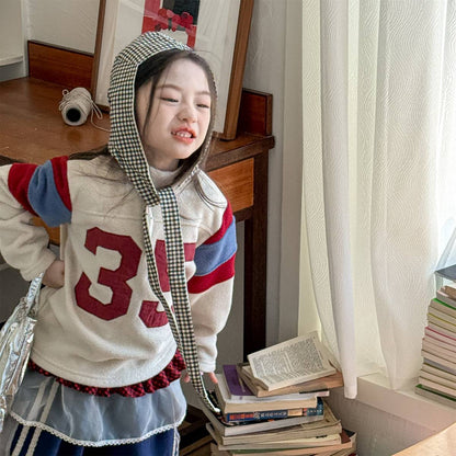 -長袖フリース プルオーバー ナンバーワッペン ハイネック スリーブデザイン【mh0011409】 - mamahalo shop - トレーナー・フーディ -  べビー服 - 子供服 - 男の子 - 女の子