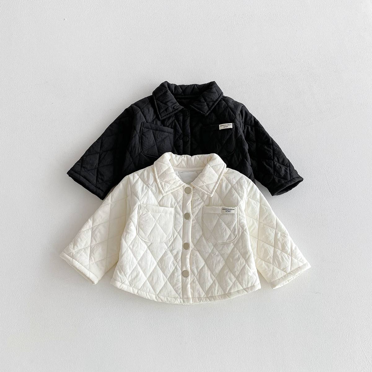 -長袖キルティングジャケット+パンツ セットアップ 2点セット 防寒 中綿ダイヤ柄【mh0011387】 - mamahalo shop - 長袖セットアップ -  べビー服 - 子供服 - 男の子 - 女の子