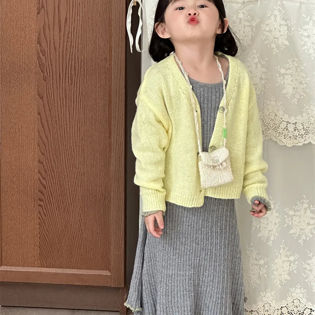 -ショート丈Vネックニットカーディガン【mh0011255】 - mamahalo shop - カーディガン・パーカー -  べビー服 - 子供服 - 男の子 - 女の子