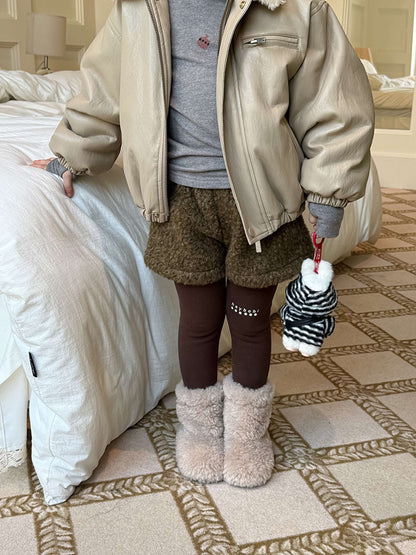 もこもこボアショートパンツ 裏地付き 秋冬 防寒 ボアパンツ【mh0011453】