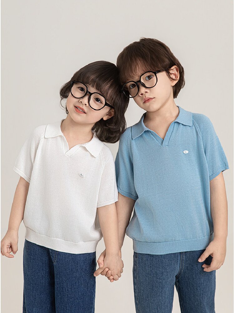 Simple Knit Polo Shirt Short Sleeve サマーニット Vネック ポロシャツ【mh0012737】