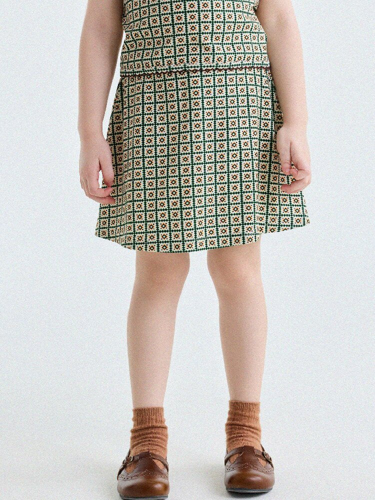 Retro Geometric Tank Top Skort ダイヤ柄 タンクトップ パンツインスカート【mh0013185】