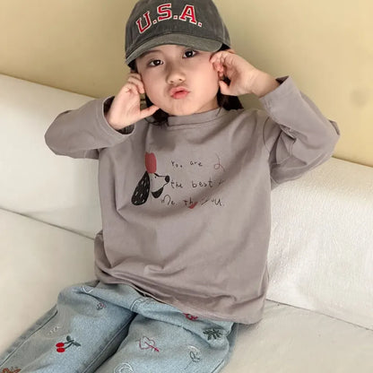 -手描き風イラスト長袖Tシャツ【mh0011229】 - mamahalo shop - 長袖Tシャツ -  べビー服 - 子供服 - 男の子 - 女の子