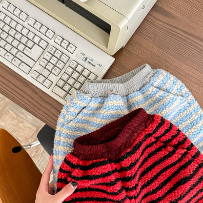 -ロングパンツ シープボア ボーダー柄 もこもこボア 長ズボン【mh0011400】 - mamahalo shop - ロングパンツ・スウェットパンツ -  べビー服 - 子供服 - 男の子 - 女の子