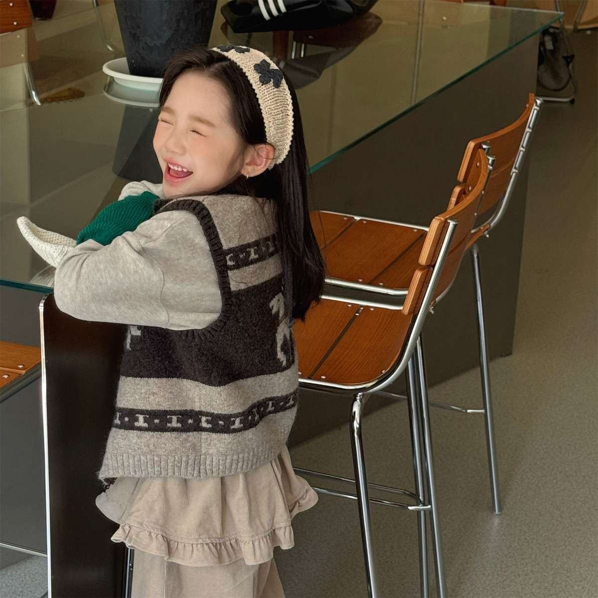 ニットベスト ジップアップ ノルディック柄 ノースリーブ トップス【mh0011429】