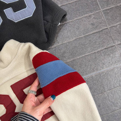 -長袖フリース プルオーバー ナンバーワッペン ハイネック スリーブデザイン【mh0011409】 - mamahalo shop - トレーナー・フーディ -  べビー服 - 子供服 - 男の子 - 女の子