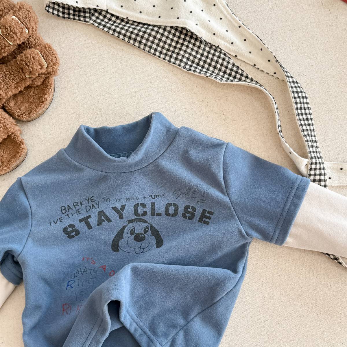 -長袖Tシャツ 裏起毛 ハイネック ドッグプリント インナー【mh0011417】 - mamahalo shop - 長袖Tシャツ -  べビー服 - 子供服 - 男の子 - 女の子