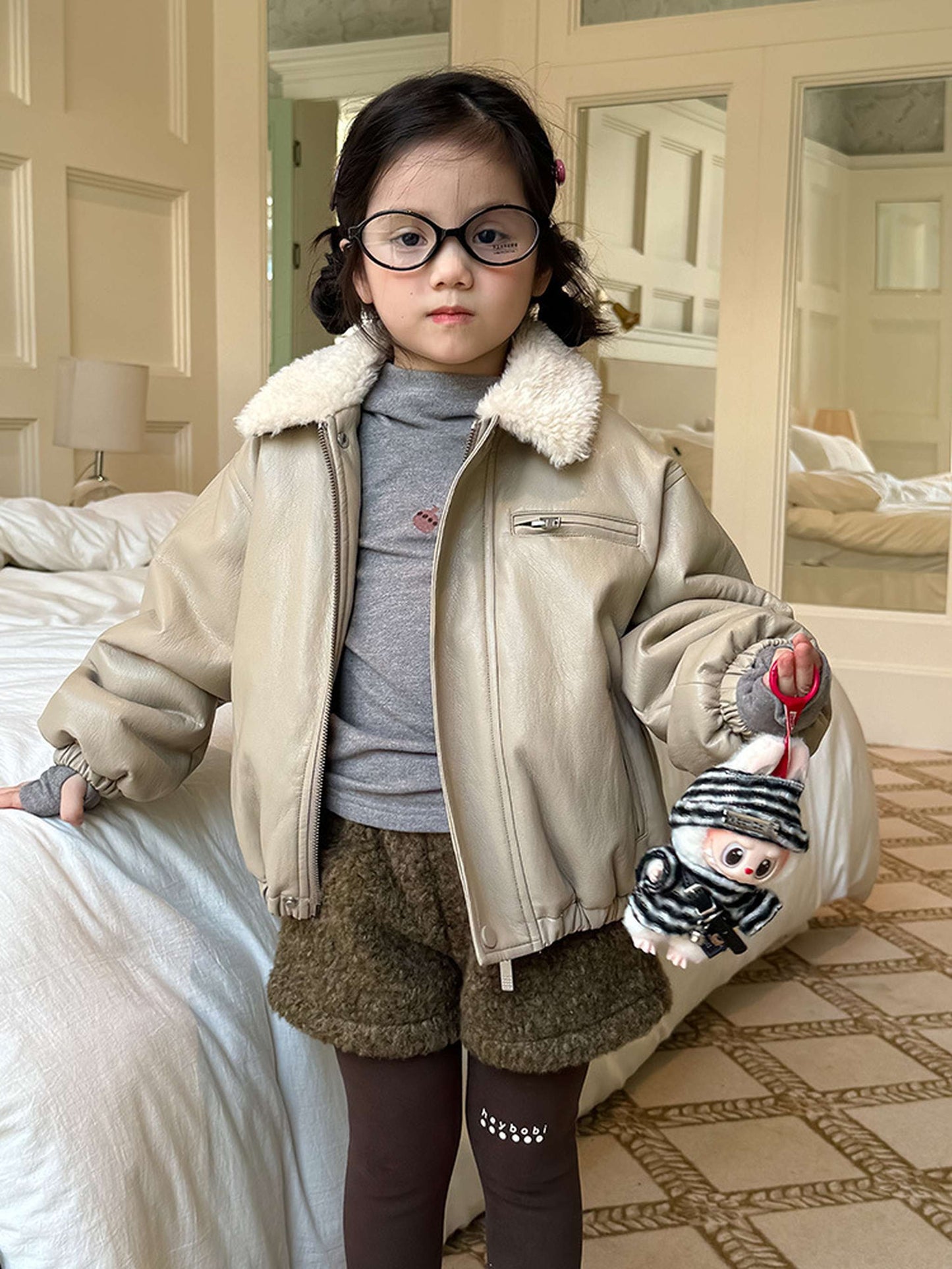 もこもこボアショートパンツ 裏地付き 秋冬 防寒 ボアパンツ【mh0011453】