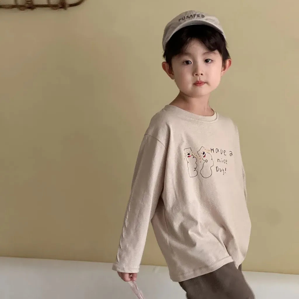 -手描き風イラスト長袖Tシャツ【mh0011229】 - mamahalo shop - 長袖Tシャツ -  べビー服 - 子供服 - 男の子 - 女の子