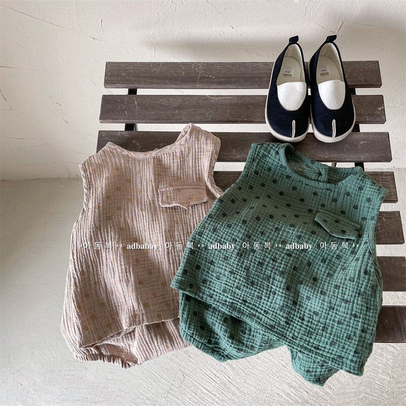 Polka Dot Sleeveless & Shorts Set ドット柄 ノースリーブ セットアップ【mh0012141】