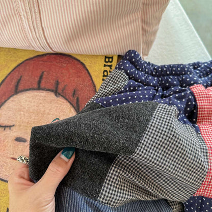 -パッチワークロングパンツ デニム調 キルティング 中綿入り【mh0011424】 - mamahalo shop - ロングパンツ・スウェットパンツ -  べビー服 - 子供服 - 男の子 - 女の子