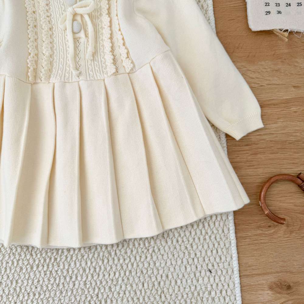 長袖ニットワンピース セーラー襟 プリーツスカート ベビー服【mh0011512】