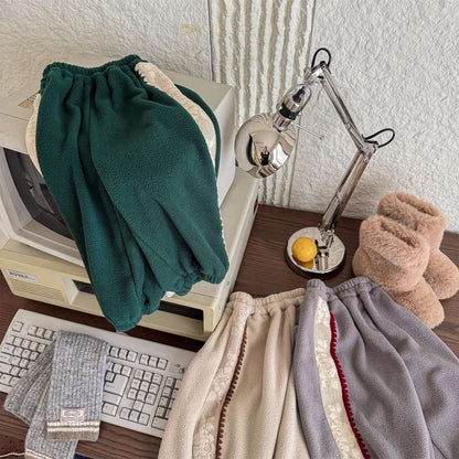 -フリーススウェットパンツ サイドレースデザイン あったか長ズボン【mh0011427】 - mamahalo shop - ロングパンツ・スウェットパンツ -  べビー服 - 子供服 - 男の子 - 女の子