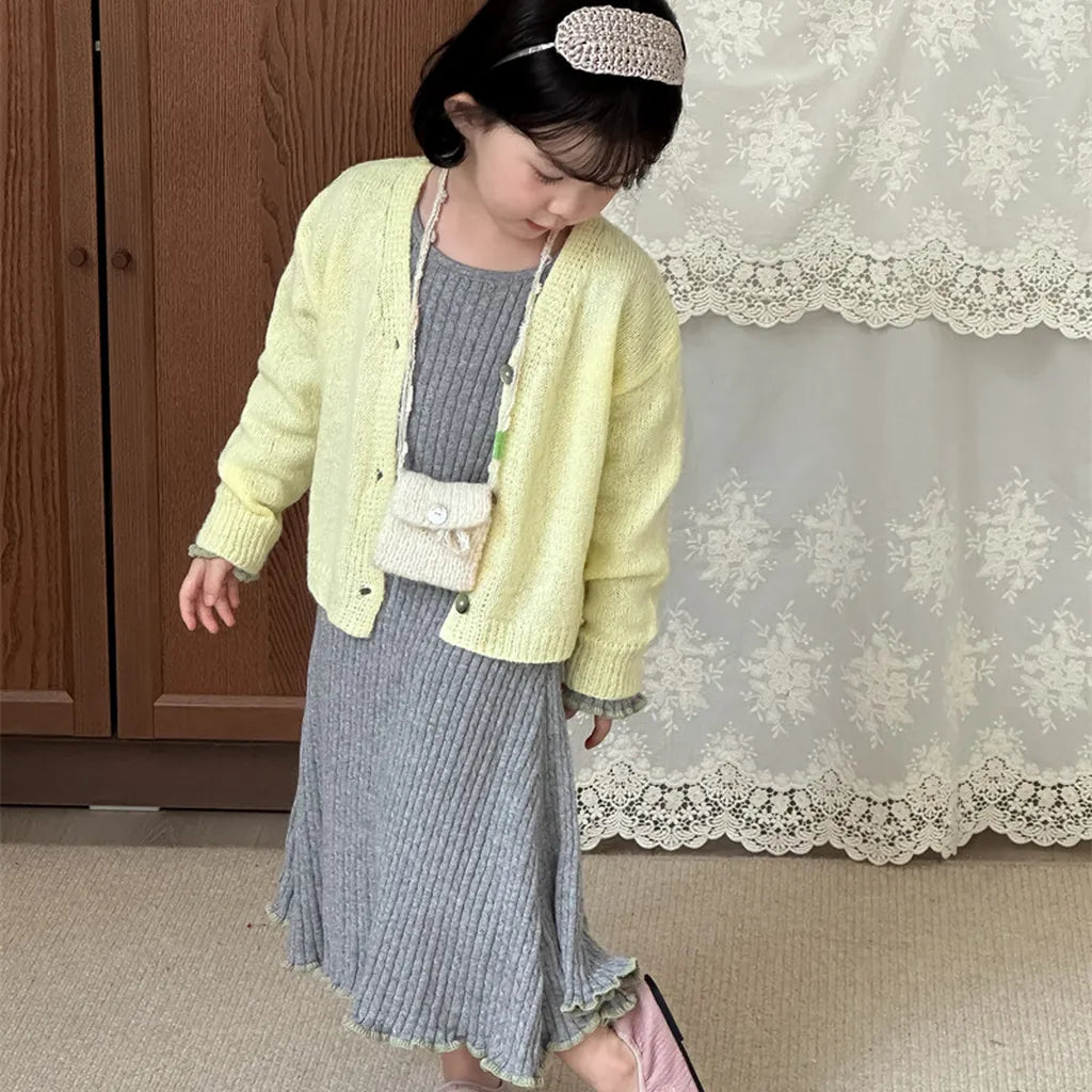 -ショート丈Vネックニットカーディガン【mh0011255】 - mamahalo shop - カーディガン・パーカー -  べビー服 - 子供服 - 男の子 - 女の子