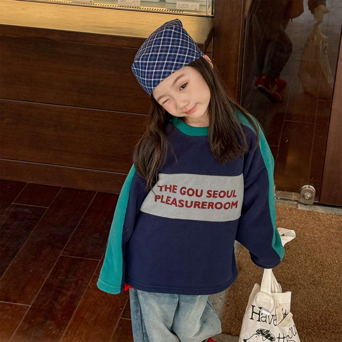 -長袖フリース ラグラン袖 プリントロゴ クルーネック トップス【mh0011426】 - mamahalo shop - 長袖Tシャツ -  べビー服 - 子供服 - 男の子 - 女の子