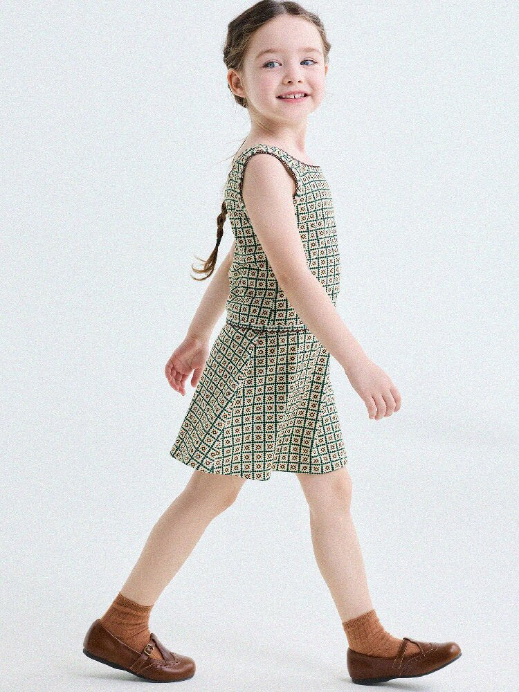 Retro Geometric Tank Top Skort ダイヤ柄 タンクトップ パンツインスカート【mh0013185】