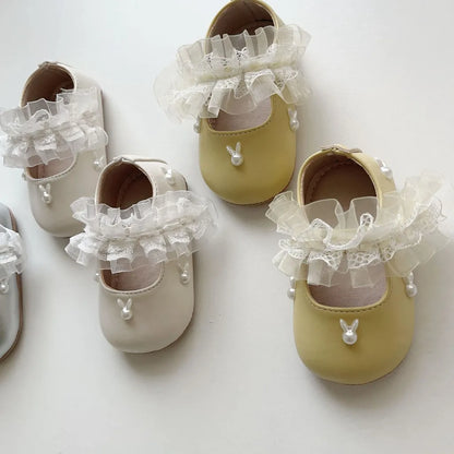 -うさぎ刺繍ストラップシューズ ハートモチーフ付きベビーシューズ【mh0011071】 - mamahalo shop - ベビー用靴 -  べビー服 - 子供服 - 男の子 - 女の子