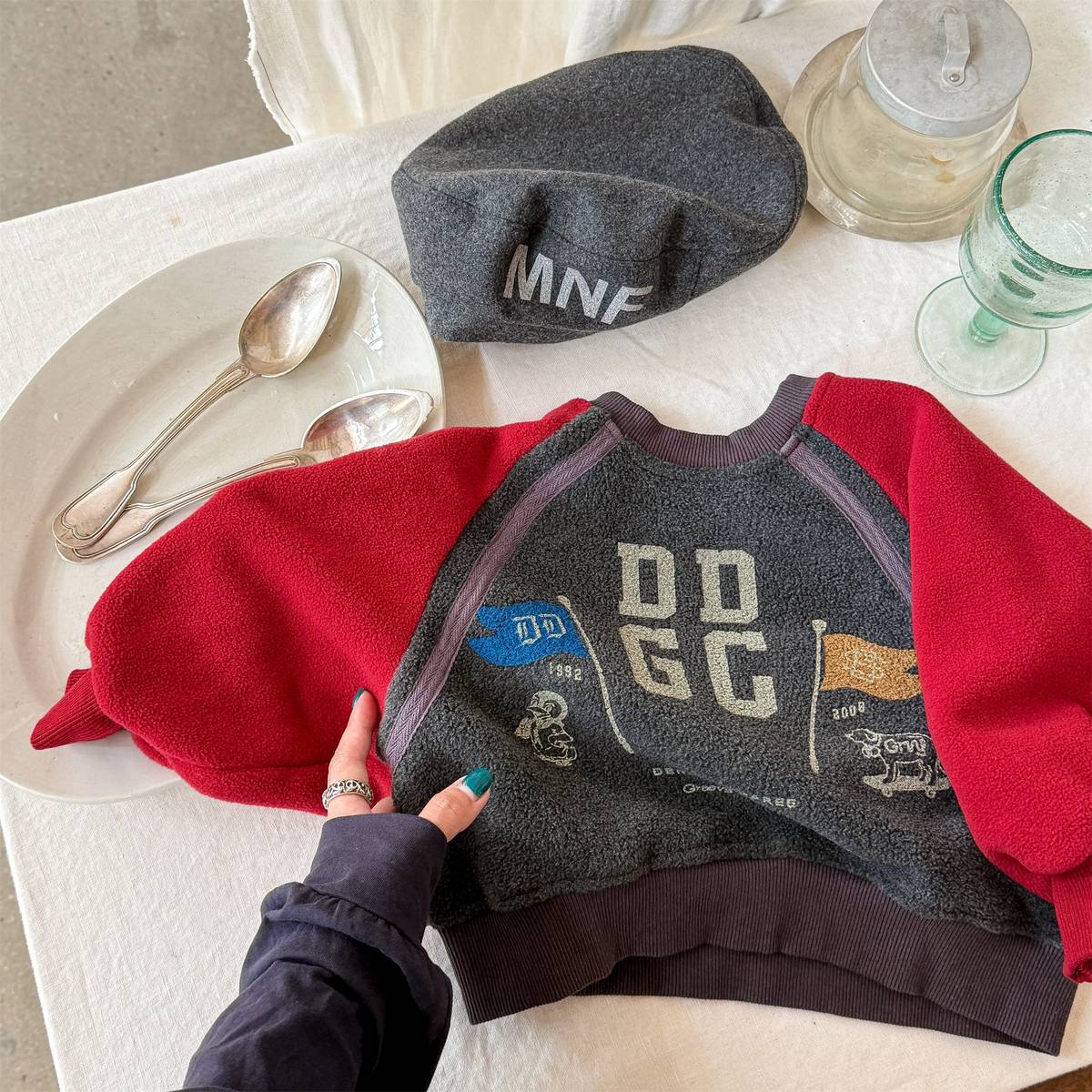 -長袖スウェットトレーナー フリース素材 ラグラン袖 プリントロゴ【mh0011412】 - mamahalo shop - トレーナー・フーディ -  べビー服 - 子供服 - 男の子 - 女の子