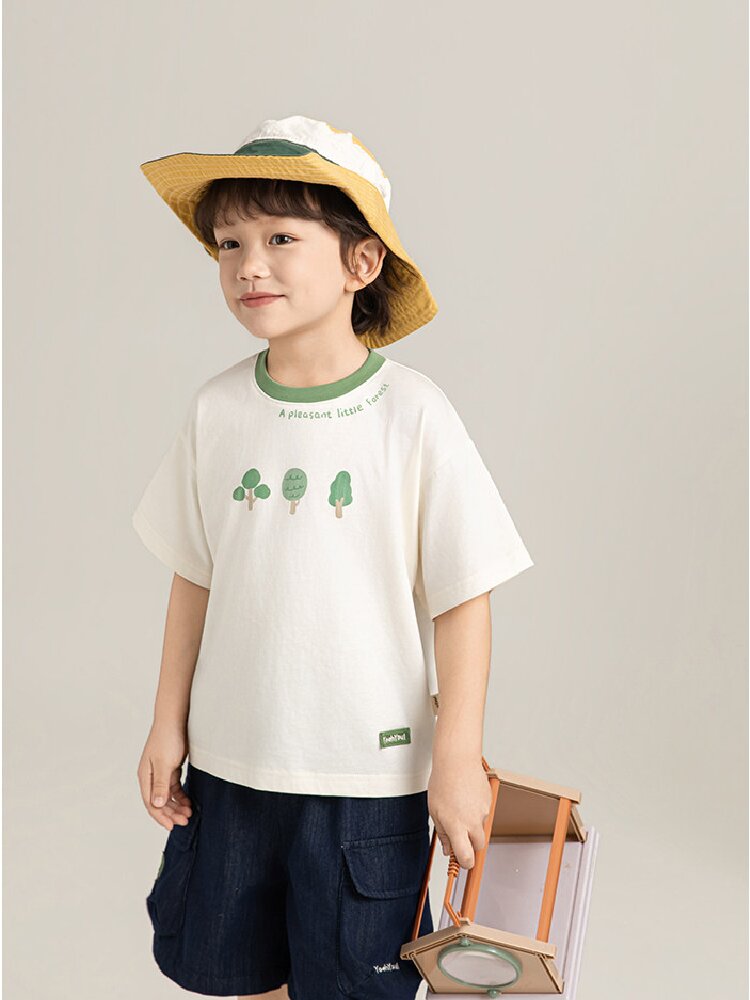 Little Forest Series リーフ柄 半袖シャツ Tシャツ デニム セットアップ【mh0012734】