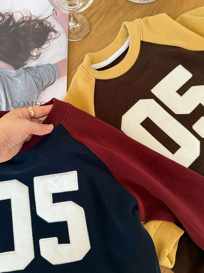 長袖スウェット | ナンバーロゴ | 裏起毛ラグランプルオーバー【mh0011473】