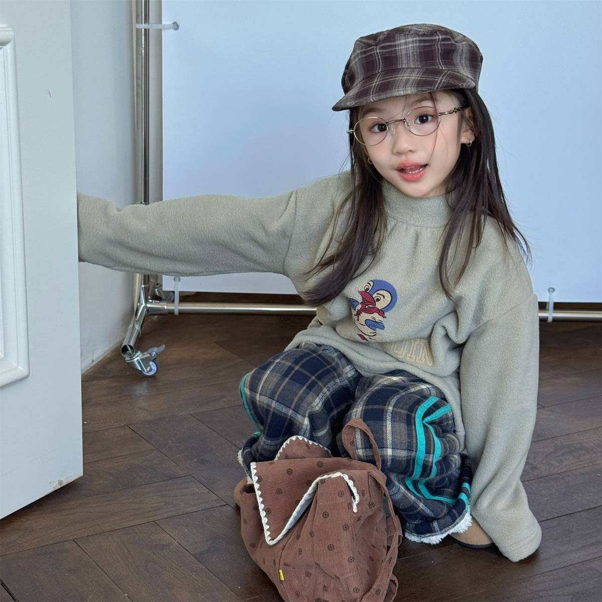 -長袖Tシャツ フリース素材 ハイネック ペンギン刺繍 プルオーバー【mh0011407】 - mamahalo shop - 長袖Tシャツ -  べビー服 - 子供服 - 男の子 - 女の子