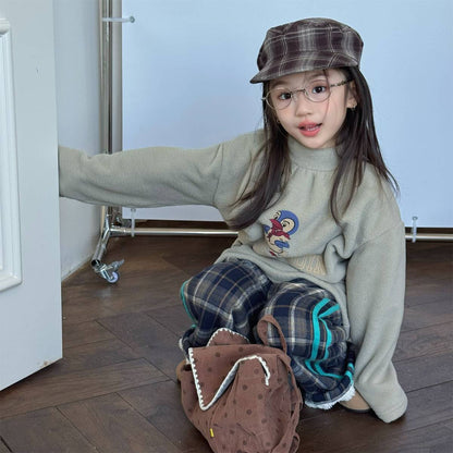 -長袖Tシャツ フリース素材 ハイネック ペンギン刺繍 プルオーバー【mh0011407】 - mamahalo shop - 長袖Tシャツ -  べビー服 - 子供服 - 男の子 - 女の子