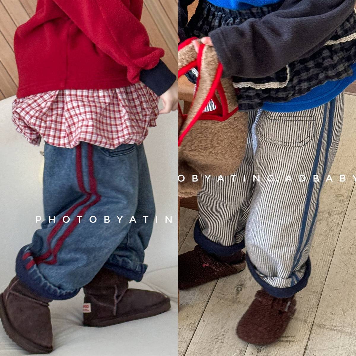 -デニムロングパンツ 裏キルティング 中綿入り ジーンズ 長ズボン【mh0011403】 - mamahalo shop - ロングパンツ・スウェットパンツ -  べビー服 - 子供服 - 男の子 - 女の子