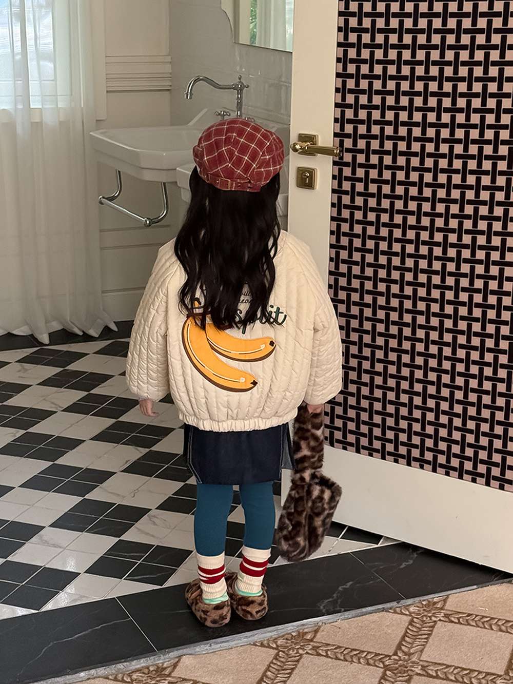 Long-sleeved quilted jacket | Padded and fully embroidered | Character print outerwear [mh0011467]