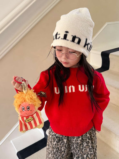 長袖セーター アルファベット刺繍 ラウンドネック プルオーバー【mh0011462】