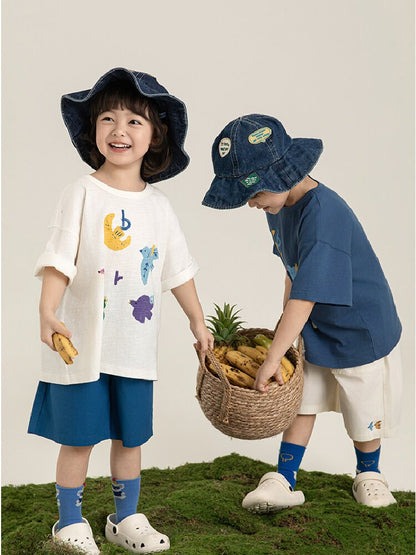 Bird Print Cotton Tee & Wide Shorts 小鳥プリント 半袖Tシャツ ショートパンツ【mh0012729】