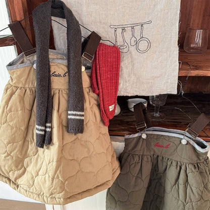 -キルティング サロペットスカート ジャンパースカート 中綿入り【mh0011419】 - mamahalo shop - ノースリーブワンピース -  べビー服 - 子供服 - 男の子 - 女の子