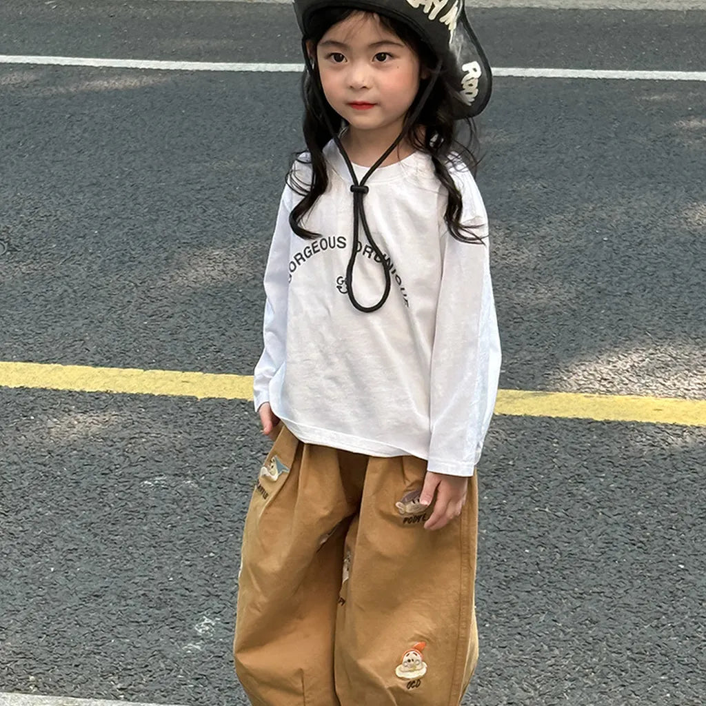 -落書き風キャラクターTシャツ ロゴ入りバックプリント長袖Tシャツ【mh0011065】 - mamahalo shop - 長袖Tシャツ -  べビー服 - 子供服 - 男の子 - 女の子