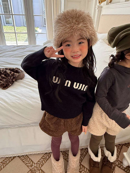 長袖セーター アルファベット刺繍 ラウンドネック プルオーバー【mh0011462】