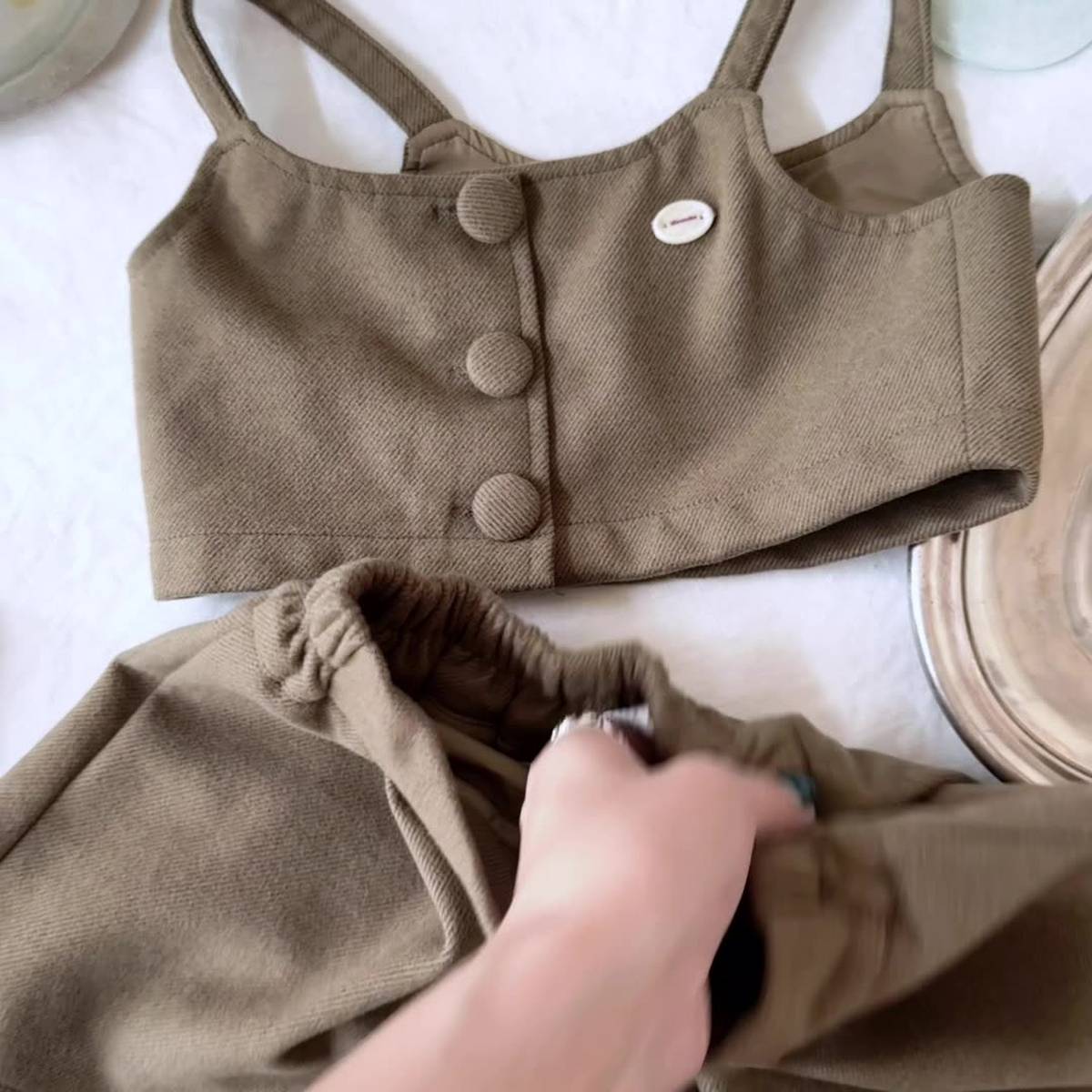 -キャミソールトップス+スカートセットアップ 2点セット ウール調素材【mh0011413】 - mamahalo shop - ノースリーブセットアップ -  べビー服 - 子供服 - 男の子 - 女の子