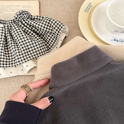 -フリースプルオーバー ハイネック スナップボタン もこもこワッペン【mh0011428】 - mamahalo shop - トレーナー・フーディ -  べビー服 - 子供服 - 男の子 - 女の子