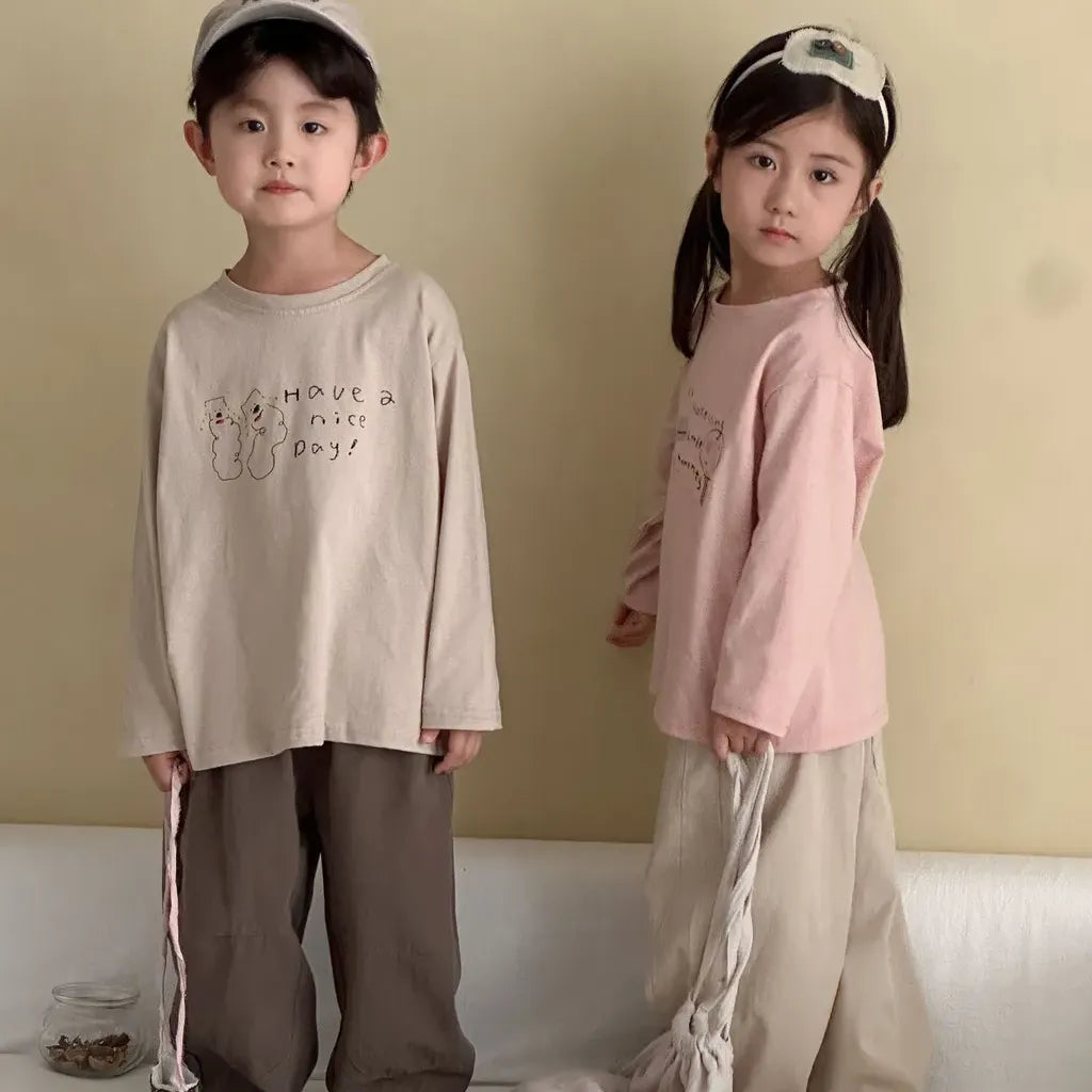 -手描き風イラスト長袖Tシャツ【mh0011229】 - mamahalo shop - 長袖Tシャツ -  べビー服 - 子供服 - 男の子 - 女の子