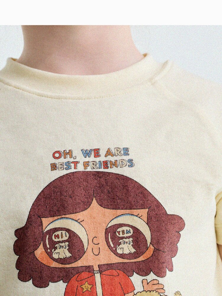 Graphic Print Cotton Raglan T-Shirt キャラクタープリント ラグランTシャツ【mh0013170】