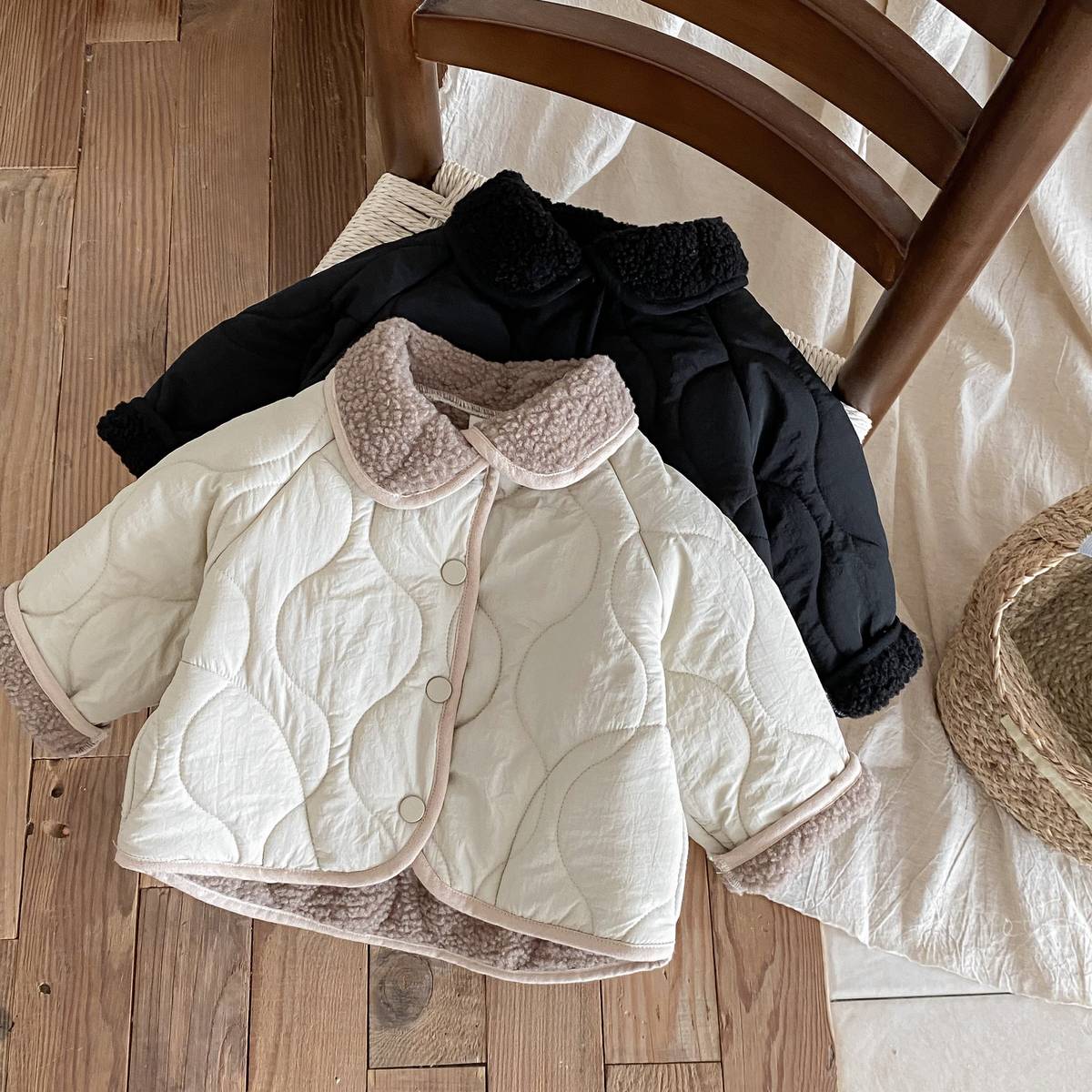 -中綿ジャケット キルティング ボア襟 あったか ボア裏地 防寒 アウター【mh0011397】 - mamahalo shop - ショートコート・ジャケット・ジャンパー -  べビー服 - 子供服 - 男の子 - 女の子