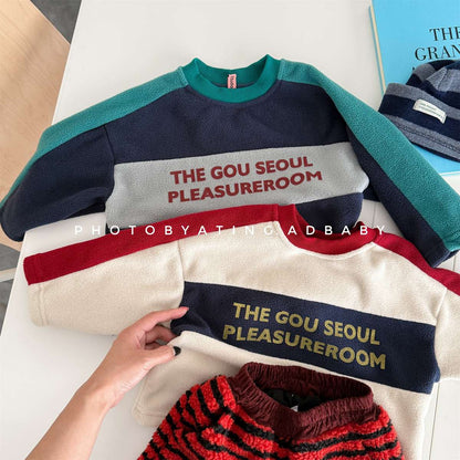 -長袖フリース ラグラン袖 プリントロゴ クルーネック トップス【mh0011426】 - mamahalo shop - 長袖Tシャツ -  べビー服 - 子供服 - 男の子 - 女の子