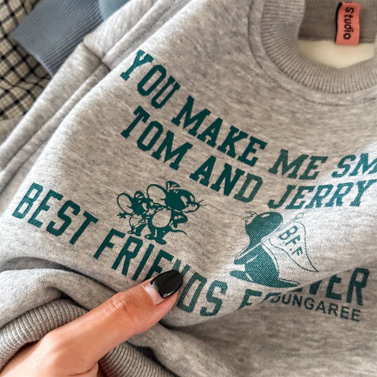 -長袖スウェットトレーナー 裏起毛 プリントロゴ入り カジュアルトップス【mh0011399】 - mamahalo shop - トレーナー・フーディ -  べビー服 - 子供服 - 男の子 - 女の子